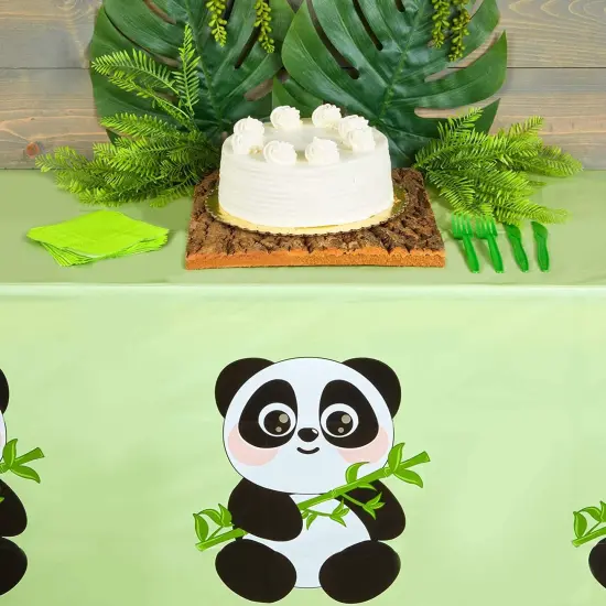 Green Tablecloth for Panda Birthday Party Decorations (54 x 108 in, 3 Pack) {2}