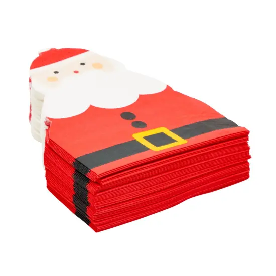 50 Pack Santa Claus Christmas Paper Napkins for Holiday Party Supplies (5 x 6 In) Red {5}