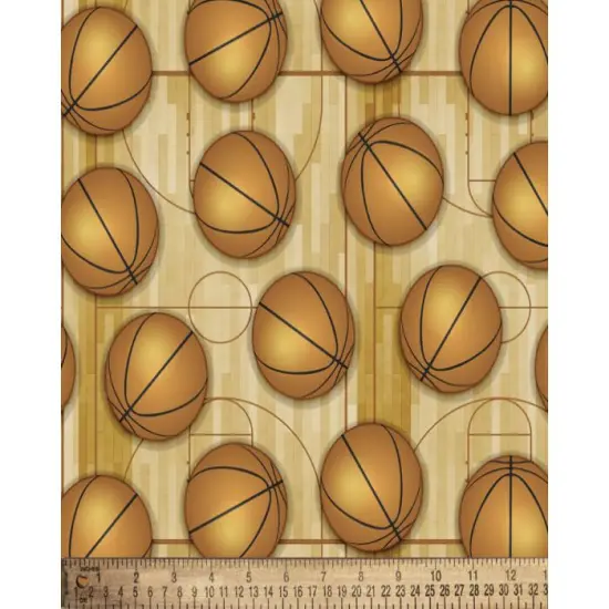 Sports Basketball Court Digital Cotton Print Fabric | By the Yard | Sewing and Crafting | 44 inches wide {1}
