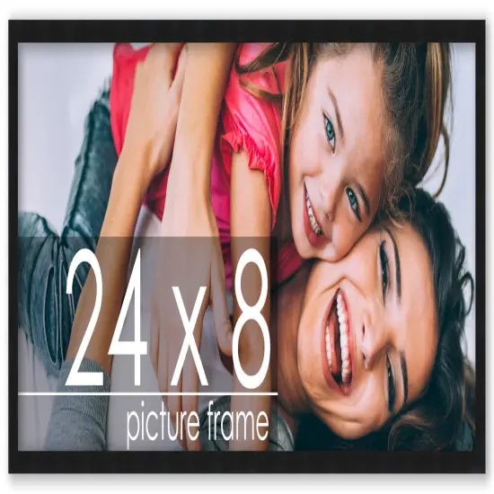 24x8 Solid Wood Picture Frame with UV-Resistant Acrylic & Acid-Free Backing, Available in 6 Finishes: Matte Black, Matte White, Metallic Bronze, Silver, Natural Wood Grain & Mahogany {1}
