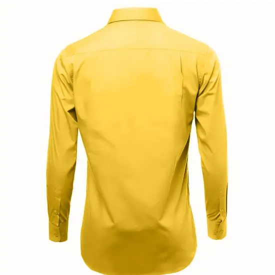 Yellow Slim Fit Long Sleeve Collared Shirt {4}