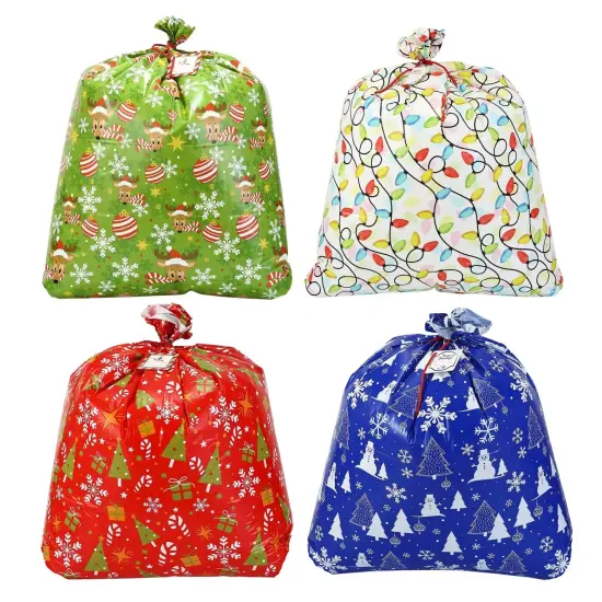 Kitcheniva 8 Pcs Christmas Party Plastic Big Gift Bags 36" x 44" {1}