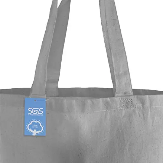 Simply Green Solutions Reusable Cotton Cloth Grocery Craft Bag, 15 x 16 Reusable Tote with Handle, Pack of 5, Gray {4}
