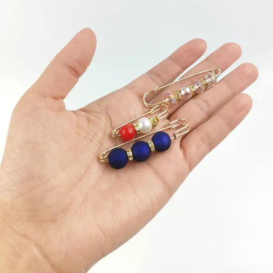 75PCS Pearl Brooch,Pant Waist Tightener Safety Pin Double Faux Pearl Brooches for Women Girls Fashion Cover Up Buttons Clothing Dresses Decoration Accessories Pant Waist Tightener Safety Pins {2}