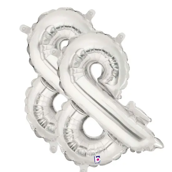 Betallic&reg; 14 inch Ampersand Silver Air Fill Only Balloon {4}