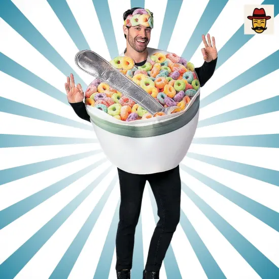 Adult's Bowl of Cereal with Spoon Costume Funny Food Look {2}