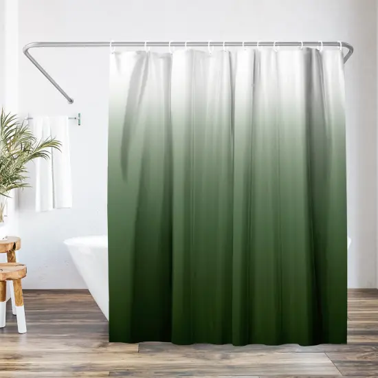 Americanflat 71x74 Ombre Green Shower Curtain - Water Resistant - Polyester Fabric {1}
