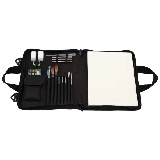 Creative Mark Sketch Folio Plus - Water-Resistant Zippered Nylon Sketch Padfolio, Black Art Travel Bag for Plein Air Artists, Holds 9x12 Sketchbook, Pockets for Brushes, Pencils & Accessories {5}