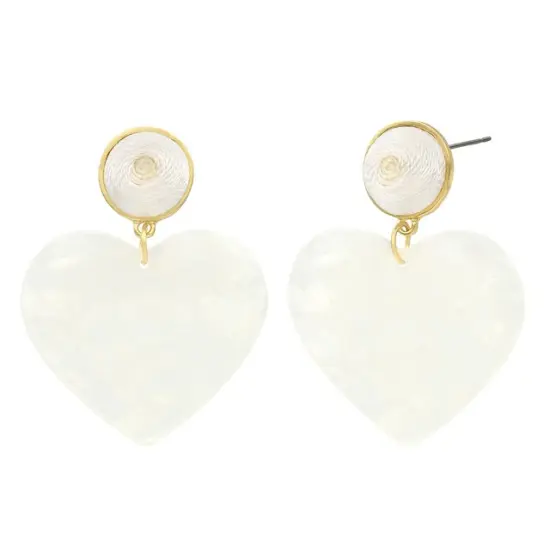 City By City White Enamel & Acrylic Heart Drop Earrings &ndash; Modern Love {1}