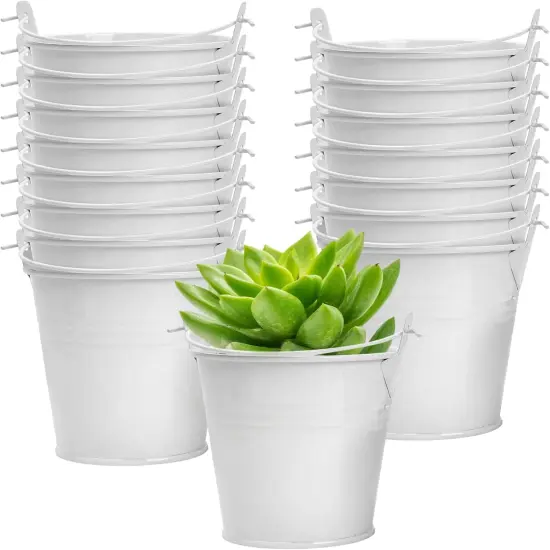 16 Pcs White Mini Buckets {1}