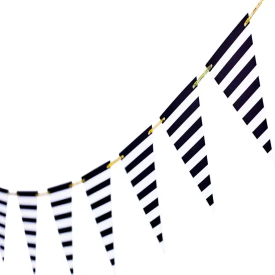 Black Striped Banner Pirate Pennant Decoration {1}