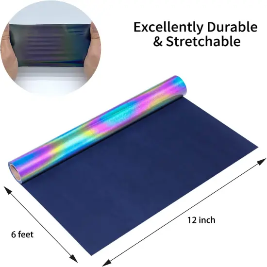 Reflective Heat Transfer Vinyl HTV Vinyl 12in x 6ft Reflective Rainbow Iron {2}