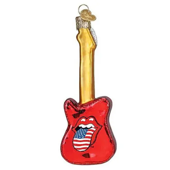 Old World Christmas 4.75 In The Rolling Stones Guitar Christmas Tree Ornament , Christmas Decor Iconic Group Instrument Red {2}
