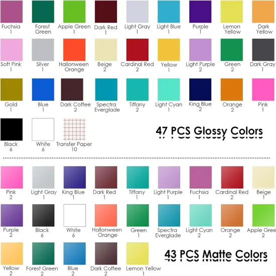 100 Pack 12 "x12 Adhesive Vinyl Sheets Set, 90 Sheets Permanent Bundle & 10 Transfer Tape {2}
