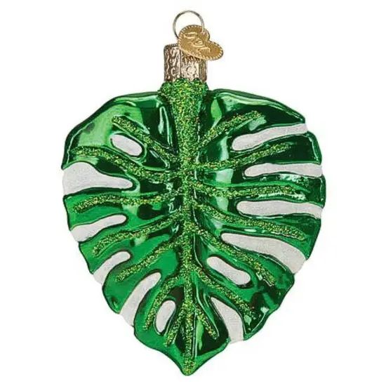 Old World Christmas 4.0 Inch Monstera Leaf Christmas Tree Ornament , Christmas Decor Natures Artwork Tropics Green {2}