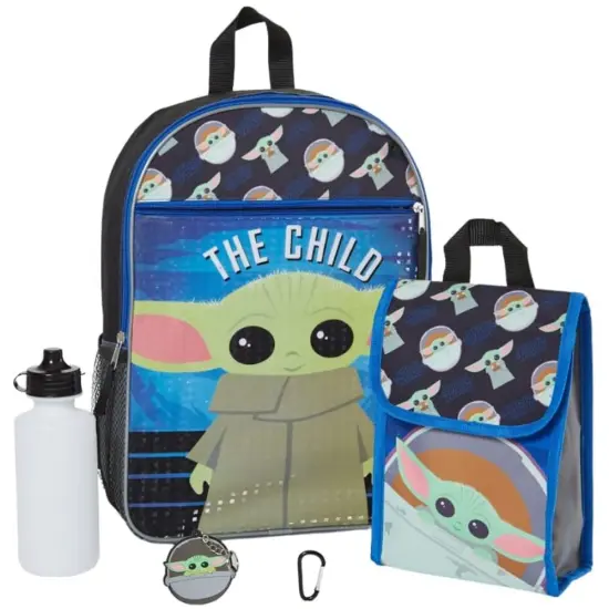 Star Wars The Mandalorian Grogu Baby Yoda 16" Backpack 5-Piece Set {1}