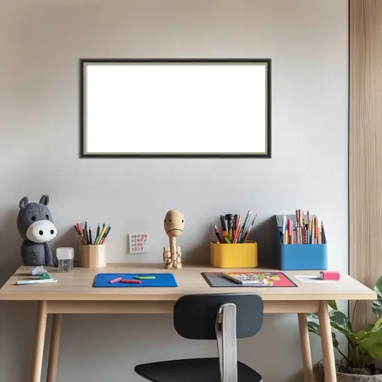 Theo Narrow Framed Dry Erase Magnetic Board Black Silver {5}