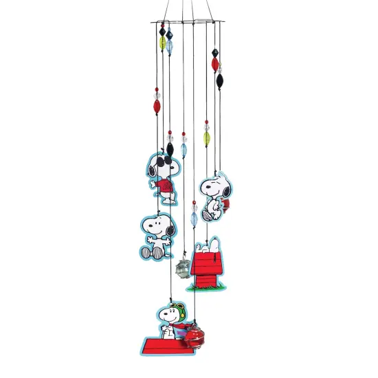 Collections Etc Adorable Snoopy Glass Beads Hanging Wind Chime {1}