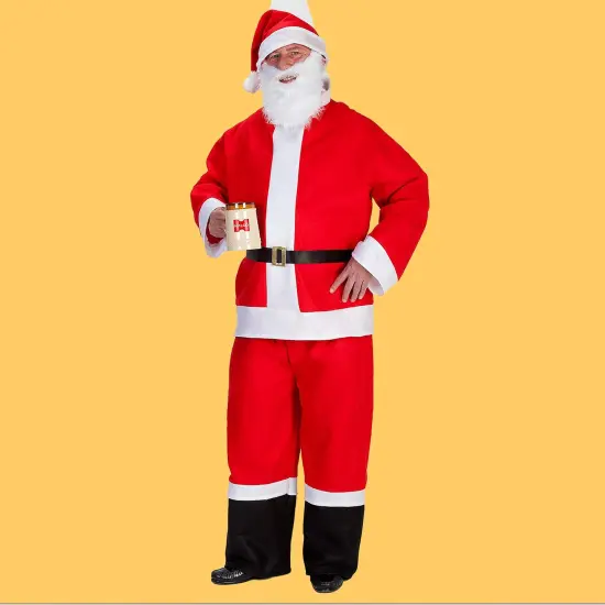 Saloon Spree Santa Adult Costume Set with Beard Hat Belt and Boot Top Pants {3}
