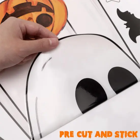 3 Sheets Halloween Large Ghosts Window Clings,Bats Black Cat Spooky Pumpkin {2}