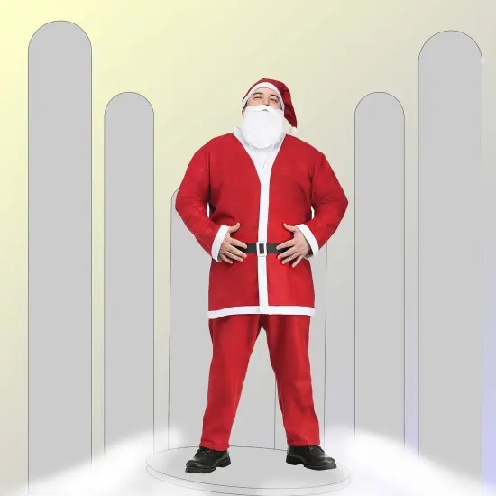 Plus Size Santa Pub Crawl Adult Costume Jacket Pants Hat Belt and Beard Set {3}