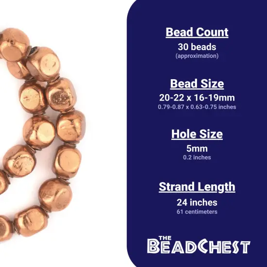 The Bead Chest Copper Rounded Rectangular Hollow Tribal Beads (18mm) {4}
