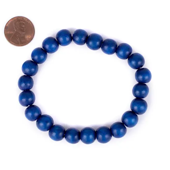 The Bead Chest Wood Stretch Bracelet, Azul Blue - Stackable Beaded Jewelry, Unisex for Men & Women {2}