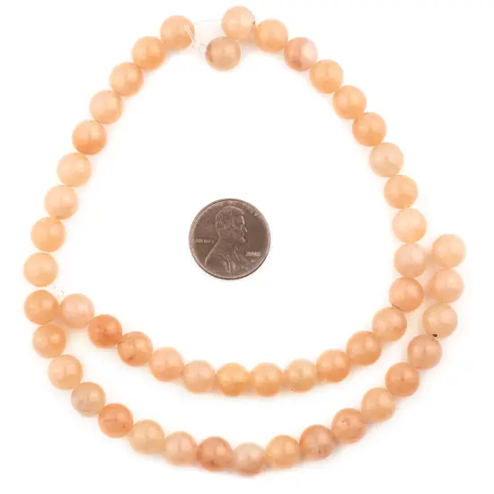 The Bead Chest Peach Orange Round Aventurine Beads (8mm) {2}
