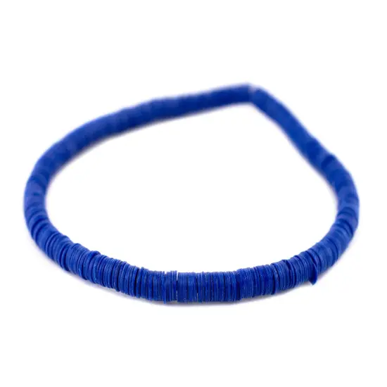 The Bead Chest Boho Stretch Bracelet, Cobalt Blue - Stackable African Vinyl Heishi, Unisex for Men & Women {1}