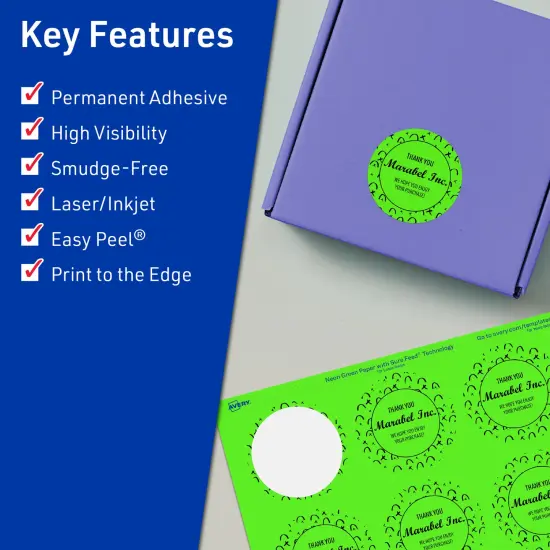 Avery Neon Green Paper Labels, 1.5" Diameter Round {2}