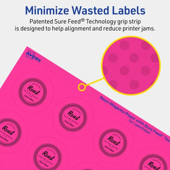 Avery Neon Magenta Paper Labels, 1.75" Diameter Round {4}