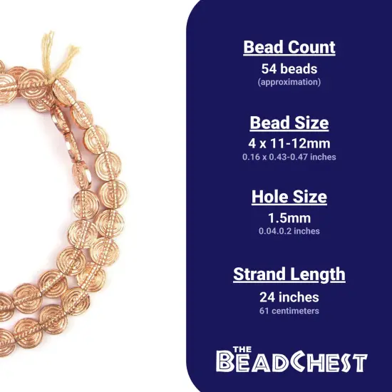 The Bead Chest Baule-Style Circular Copper Beads (12mm) {3}