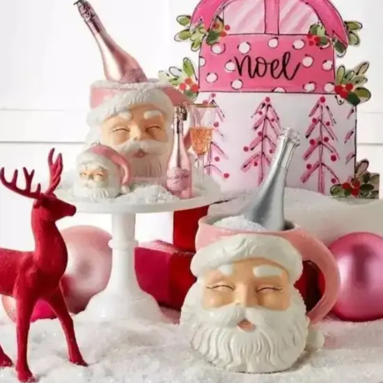 3.5" Pink Santa Ornament {4}