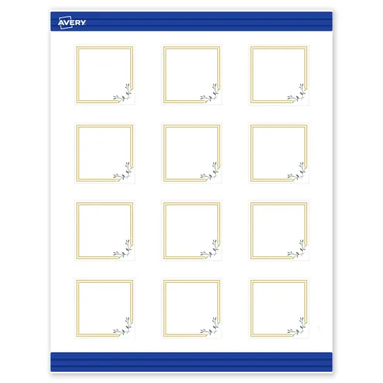 Avery Printable Square Cards, Gold Double Border with Florals, 2" x 2", Matte White Square Cards, Laser/Inkjet, 120ct, Great for Business Cards {1}