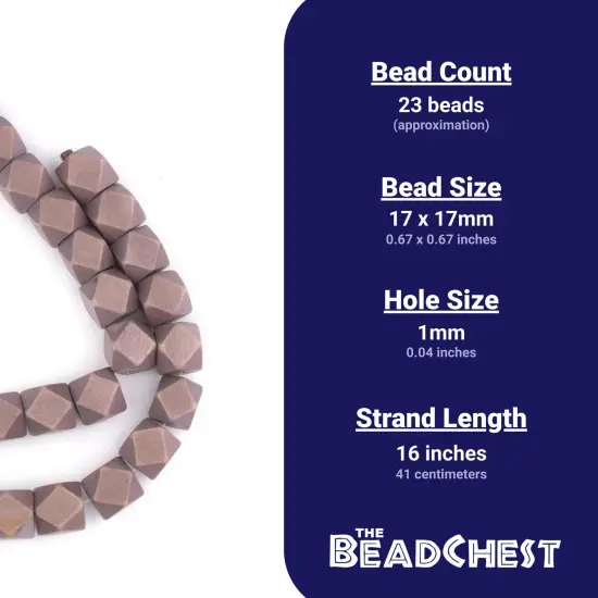 The Bead Chest Brown Cornerless Cube Wood Beads: 17mm Diamond Cut Natural Organic Beads for Jewelry Making {4}