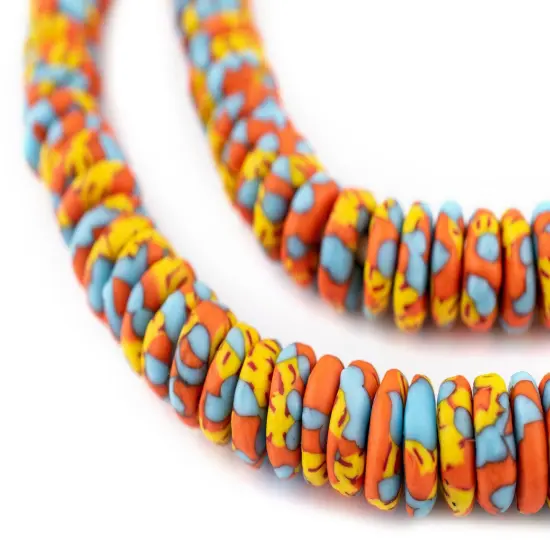 The Bead Chest Lava Fire Fused Rondelle Recycled Glass Beads (11mm) {1}