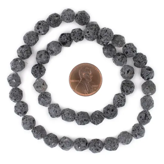 The Bead Chest Grey Faceted Lava Beads (8mm) {2}