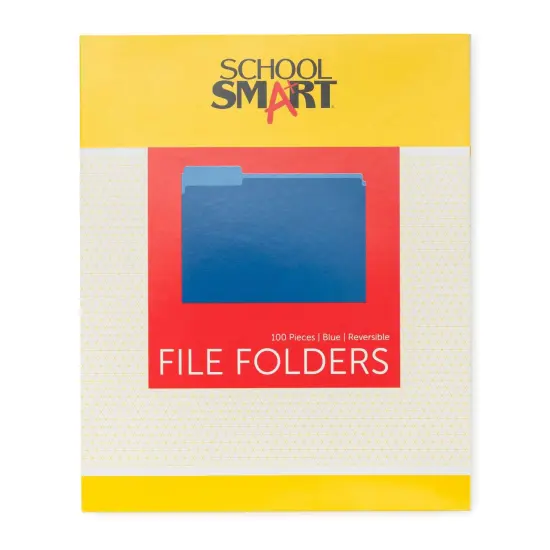 School Smart Colored File Folders Two-Tone, Letter Size, 1/3 Cut Tabs, Blue, Pack of 100 {3}