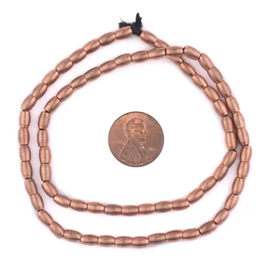 The Bead Chest Antiqued Copper Oval Beads - Full Strand of 4mm Ethnic Metal Spacer Beads {2}