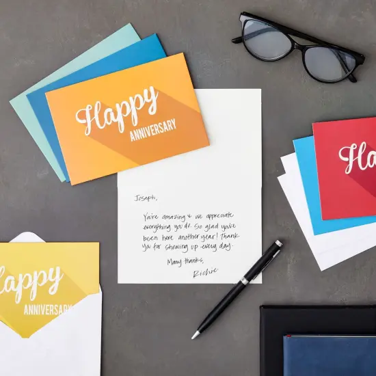36 Pack Happy Anniversary Cards Bulk with Envelopes - Work, Wedding, Employee Appreciation Cards (Retro Design, Blank Inside, 4x6 In) Multicolor {2}