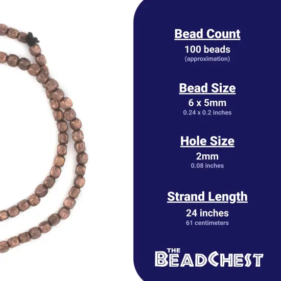 The Bead Chest Antiqued Copper Rounded Rectangle Beads (6x5mm) {4}