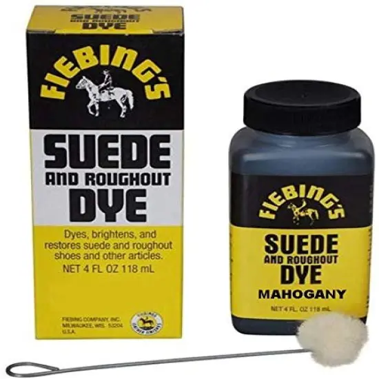Fiebing's Black Suede Dye (4 oz) - Recolor, Brighten & Restore Suede & Roughout Leather Shoes, Furniture, Purse - Includes Wool Dauber for Easy Application - Flexible When Dry, Won't Crack or Peel Medium Brown {6}