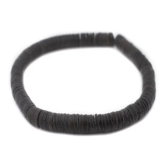 The Bead Chest Matte Black Shell Heishi Beads 12mm 16 Inch Strand {3}