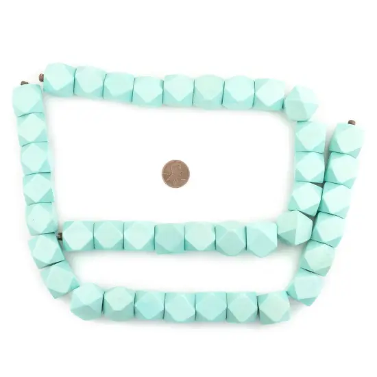 The Bead Chest Mint Green Cornerless Cube Wood Beads: 20mm Diamond Cut Natural Organic Beads for Jewelry Making {2}