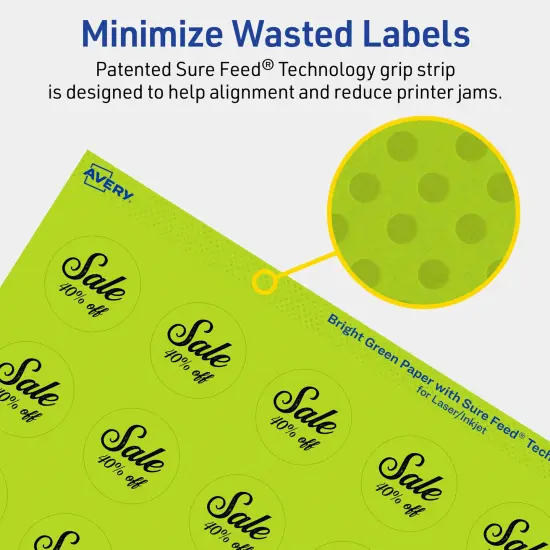 Avery Bright Green Paper Labels, 1.25" Diameter Round {4}