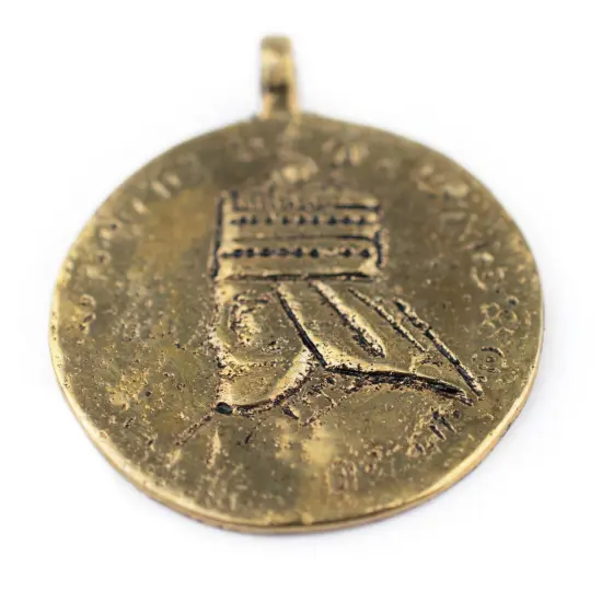 The Bead Chest Brass Ethiopian Royal Emblem Pendant (40x46mm) {5}