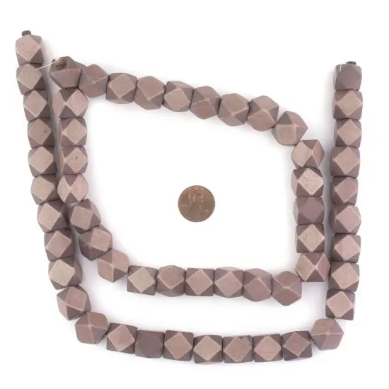 The Bead Chest Brown Cornerless Cube Wood Beads: 15mm Diamond Cut Natural Organic Beads for Jewelry Making {2}