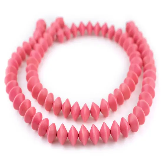 The Bead Chest Neon Pink Bicone Natural Wood Beads (10x15mm): Organic Eco-Friendly Wooden Bead Strand for DIY Jewelry, Crafts, Necklace and Bracelet Making {3}