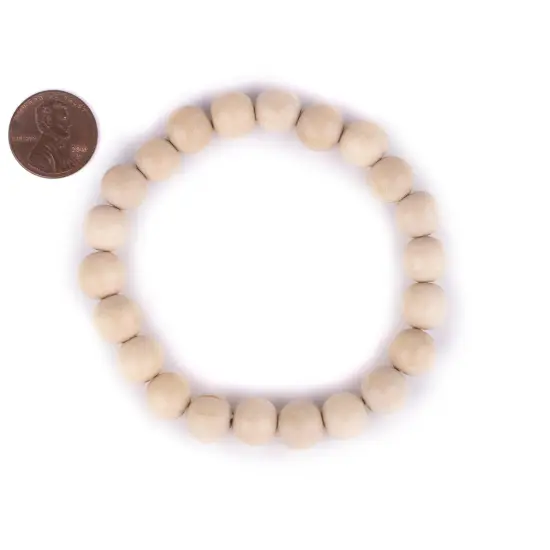 The Bead Chest Wood Stretch Bracelet, Cream - Stackable Beaded Jewelry, Unisex for Men & Women {2}