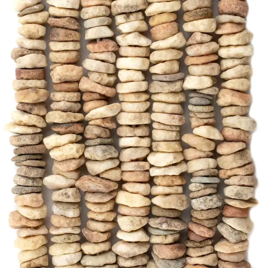 The Bead Chest Ancient Quartz Mali Stone Disk Beads 8-11mm African Brown Large Hole 25 Inch Strand Handmade {4}